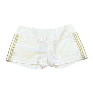 JB Julie Brown White Shorts with Goldtone Lame Embroidered Side Accents 2